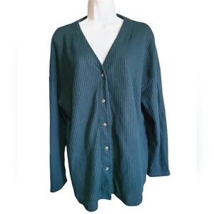 Waffle Knit button down sweater cardigan XL